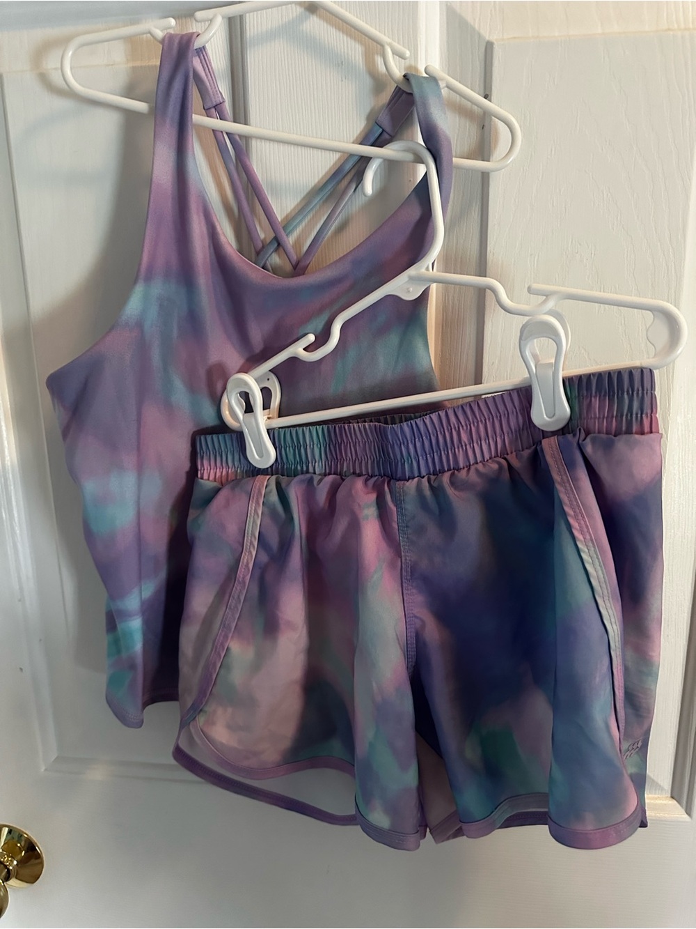 Kids Purple Tie-Dye Active Tank and Shorts Set